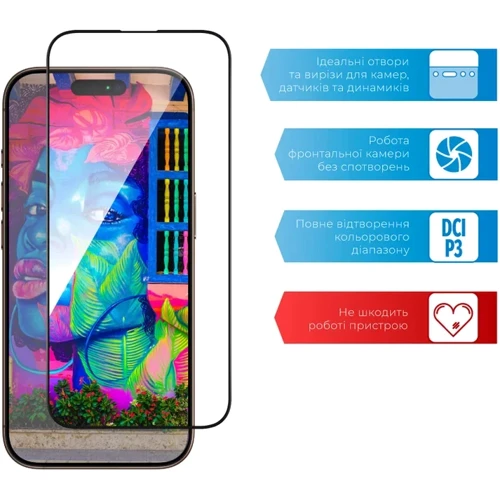 Защитное стекло для iPhone ACCLAB Tempered Glass Full Glue Black for iPhone 16 Pro Max фото 5