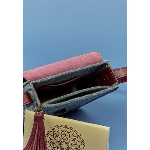 Женская сумка-сэтчел BlankNote бордовая (BN-BAG-3-felt-vin): Фактура Матовая, Тканая, Гладкая