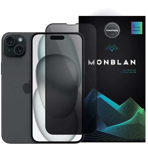 Защитное стекло для iPhone Monblan Tempered Glass Dust-Proof Anti Peep Black for iPhone 15