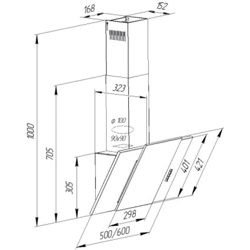 Витяжка Pyramida KZ 50 WH: Управління механічне