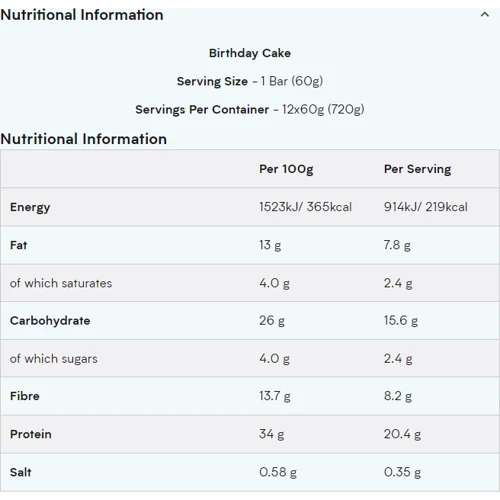 Протеиновый батончик Myprotein Retail Layer Bar 12x60g / 12 servings / Birthday Cake: Вес 12x60 г