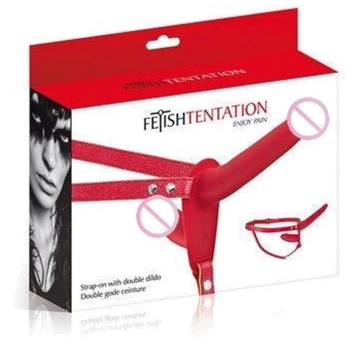 Двойной страпон Fetish Tentation Strap-On with Double Dildo Red