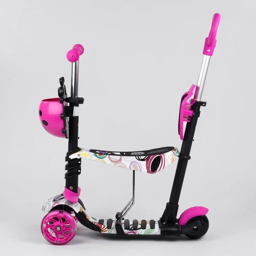 Самокат детский 5в1 с PU колесами и подсветкой Best Scooter Black/Pink (100055): Конструкция рамы цельная