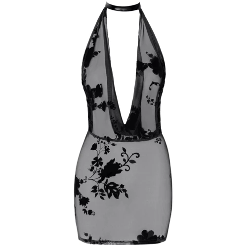 Платье Noir Handmade F313 Mythos mini flocked mesh dress with jewelry rhinestone chain Вlack, 3XL