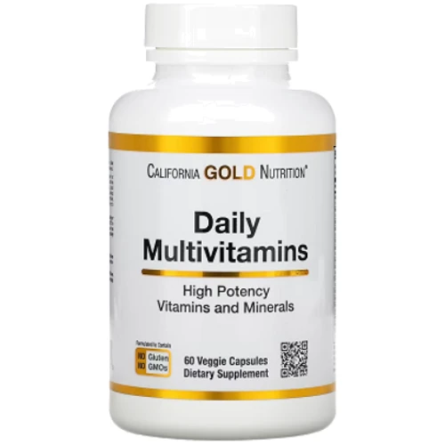California Gold Nutrition Daily Two-Per-Day Multivitamins Щоденні мультивітаміни 60 рослинних капсул