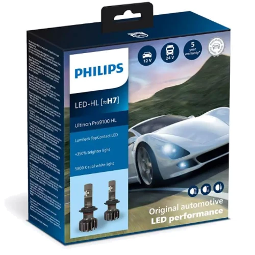 Автолампа Philips LED H7 11972U91Х2 12/24V Ultinon Pro9100 +350 (74245)