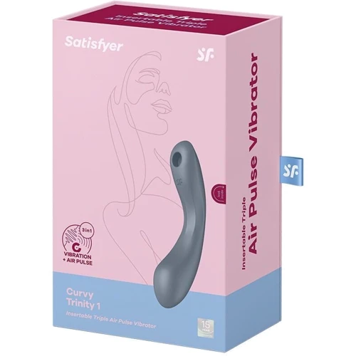 Вакуумный стимулятор с вибрацией Satisfyer Curvy Trinity 1 Bluegrey
