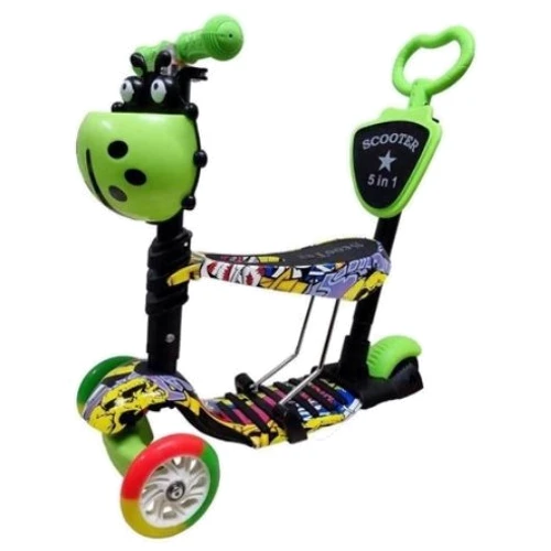 Детский самокат Best Scooter с родительской ручкой салатовый (SC20482)