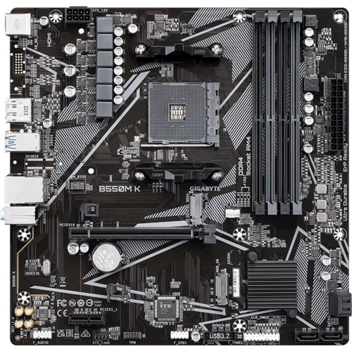 GIGABYTE B550M K: Оперативная память 4xDDR4 4733 МГц, до 128 ГБ