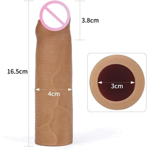 Насадка на член LoveToy Revolutionary Silicone Nature Extender Add 1" Brown