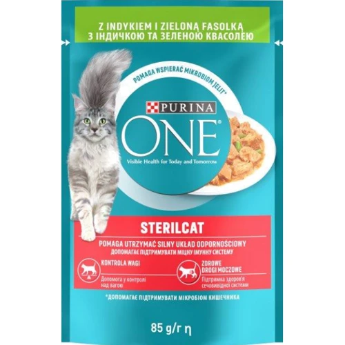 Влажный корм Purina One Sterilcat для стерилизованных кошек в соусе с индейкой и зеленой фасолью 26х85 г (7613038273358): Тип Влажный корм
