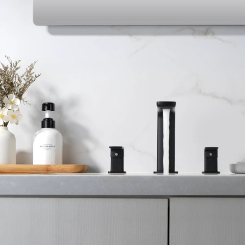Смеситель для раковины Lefton Widespread 2-handle Bathroom Faucet with Temperature Display-BFWS2402 Matt Black: Термостат Нет