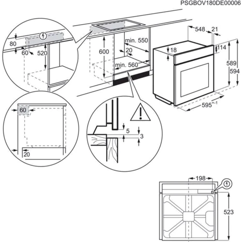 Духовой шкаф электрический Electrolux OED3H50K: Мощность подключения, Вт 2990