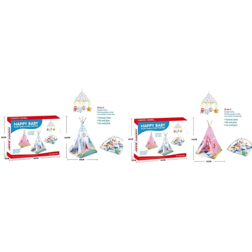 Игровой набор-палатка+коврик вигвам тканевый 82х112 см (LT01-01/02)