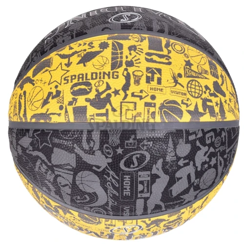 Мяч для игры Spalding NBA Graffiti Outdoor баскетбольный размер 7 серо-желтый (3001551011517): Размер №7