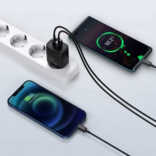 Зарядное устройство Baseus Wall Charger USB+USB-C 20W Black (CCXJ-B01): Количество USB-портов 2