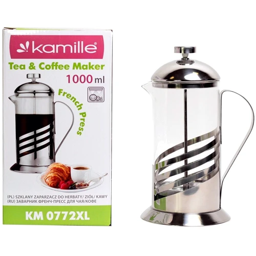 Френч-прес Kamille 1 л (KM-0772XL): Матеріал Сталь, Стекло