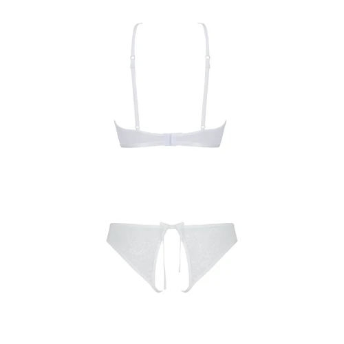 Комплект Passion URSULA SET white XXL/XXXL: бра, трусики с ажурным декором и открытым шагом