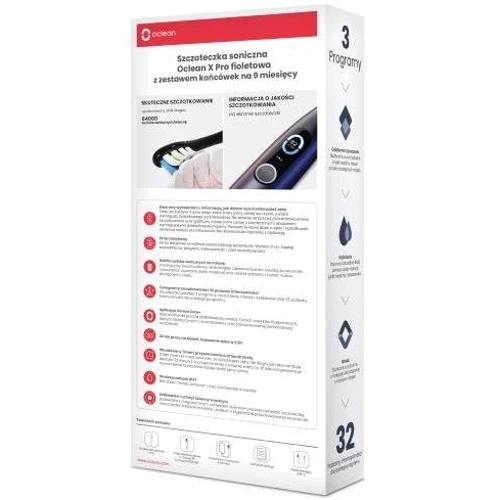 Зубна щітка Oclean X Pro + 3 насадки фіолетовий: Технологія чищення звуковая