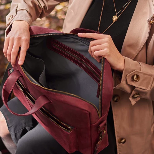 INCARNE Handmade Leather Laptop bag Biz Bordo for MacBook 13-14": Матеріал Кожа