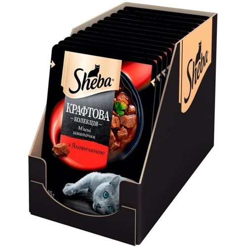Вологий корм Sheba CRAFT POU для котів з яловичиною в соусі 12х85 г (3065890138988): Вага упаковки 1.02 кг