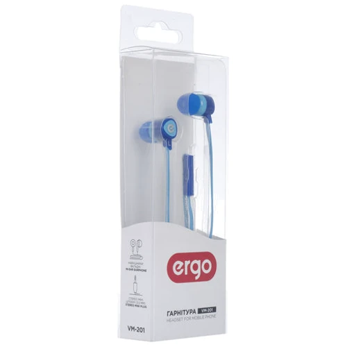 Наушники Ergo VM-201 Blue: Тип конструкции вакуумные