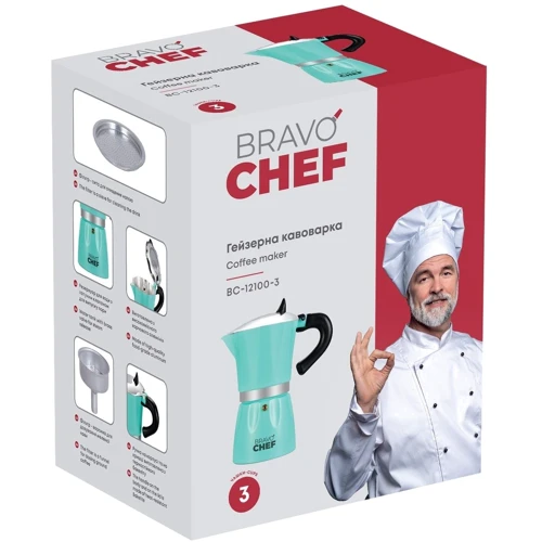 Кофеварка гейзерная Bravo Chef 150мл (BC-12100-3) фото 6