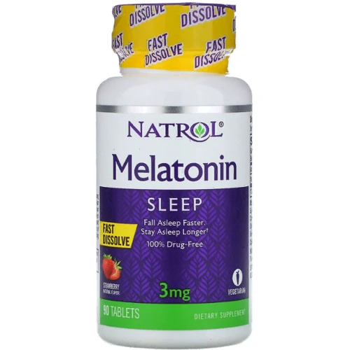 Natrol Melatonin, Fast Dissolve, Strawberry Flavor, 3 mg, 90 Tablets (NTL-06076)