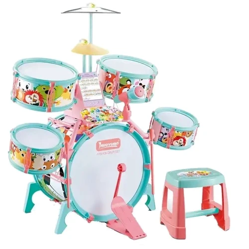 Дитяча Барабанна установка зі стільцем Liwoyuan (звук, підсвічування, режим караоке, мікрофон, палички) Q 532 B: Виробник Liwoyuan