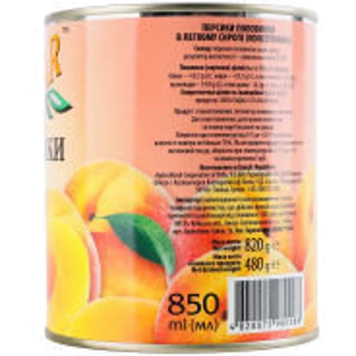Персики половинки в легком сиропе Oscar foods 820 г (4820072980088) фото 3