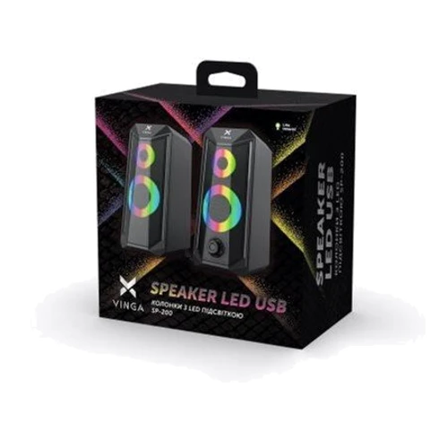 Акустическая система Vinga SP-200 LED USB Black: Выходная мощность колонок 10 Вт