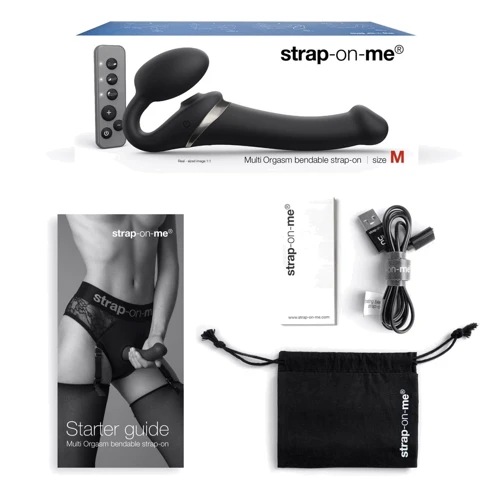 Безремневой вибрострапон с вакуумной стимуляцией Strap-On-Me MULTI ORGASM Black S