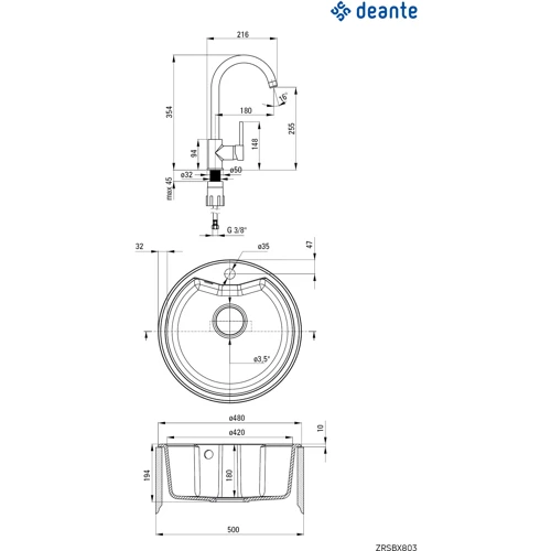 Набор для кухни Deante Solis ZRSB2803