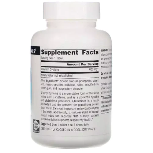 Source Naturals N-Acetyl Cysteine NAC N-Ацетил-L-Цистеїн 600 мг 30 таблеток: Тип N-ацетилцистеин