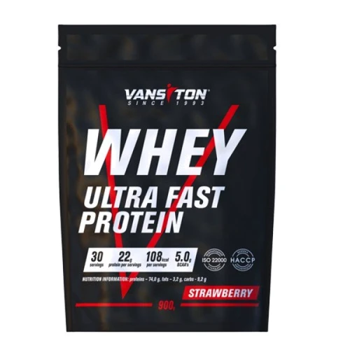 Протеин Vansiton Whey Ultra Fast Protein 900 g /30 servings/ Strawberry