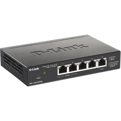 Мережевий комутатор D-Link DGS-1100-05PDV2: Порти только Gigabit Ethernet (10/100/1000)