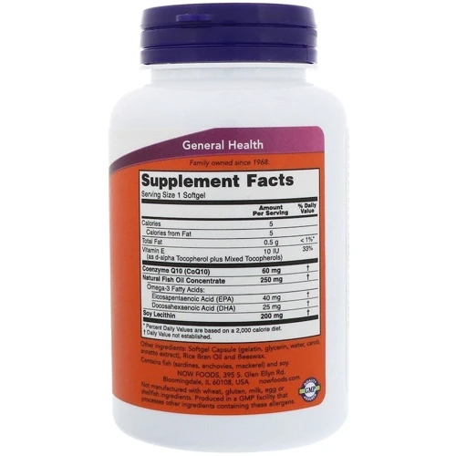 NOW Foods CoQ10 60 mg with Omega 3 Fish Oils 120 caps: Вид ферментні