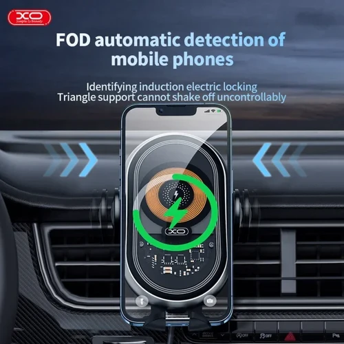 Держатель XO Car Holder WX038 Wireless Charger 15W Black: Тип автомобильный
