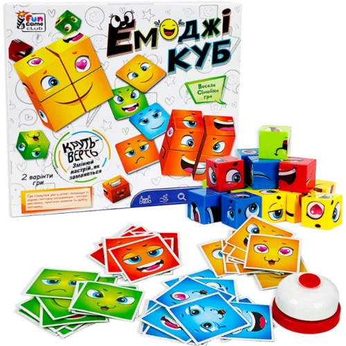 Емоджи куб 4FUN Game Club 48 карточек, звонок, кубики (68831)