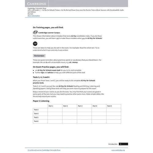 Trainer 1: Key for Schools 2nd Edition (2020): 6 Практичні тести з Answers and Teacher's Notes with Audio: Виробник Cambridge University Press