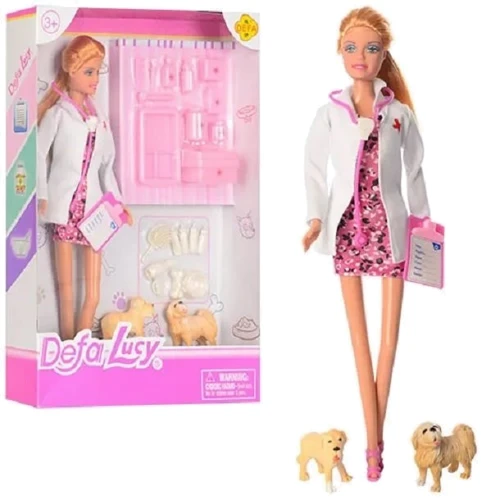 Кукла типа Барби ветеринар DEFA Lucy 8346A с собачками и инструментом