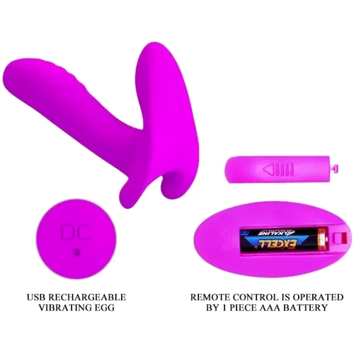 Вибробабочка с стимулятором клитора PRETTY LOVE - Remote Control Massager, BI-014850W