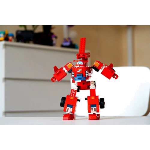 Конструктор-трансформер Super Wings Small Blocks 2-in-1 Buildable Transforming Vehicle Jett Джетт (EU385005)