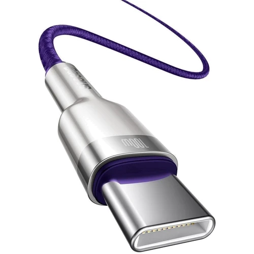Кабель Baseus Cable USB-C to USB-C Cafule Metal 100W 1m Purple (CATJK-C05) фото 3