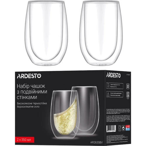 Набор стаканов Ardesto с двойными стенками 350 мл 2 шт. (AR2635BV) фото 4