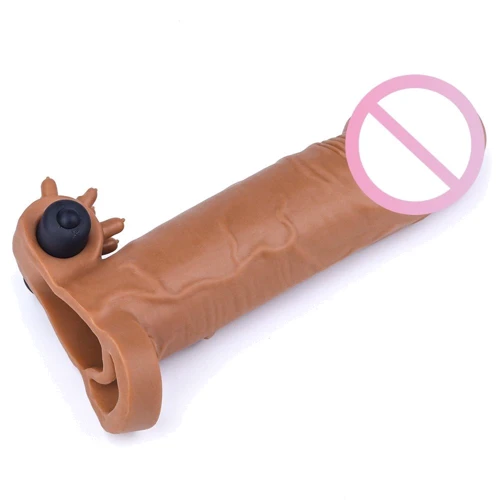 Насадка на член LoveToy Pleasure X-Tender Vibrating Penis Sleeve Add 2" Brown