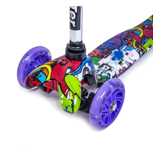 Детский самокат Micro Mini. Graffity Violet (все колёса светятся): Количество колес 3