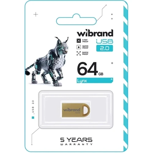 USB-флешка Wibrand 64Gb Lynx USB 2.0 Gold (WI2.0/LY64M2G): Стандарт USB USB 2.0