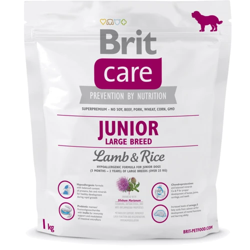 Сухой корм для щенков и молодых собак крупных пород Brit Care Junior Large Breed Lamb & Rice с ягненком и рисом 1 кг (8595602509850)