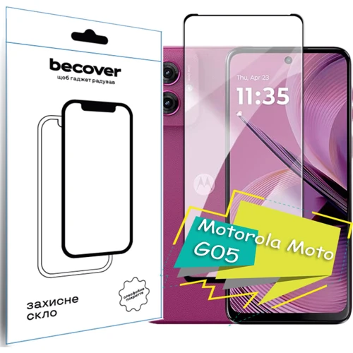 BeCover Tempered Glass Black for Motorola G05 (713413)